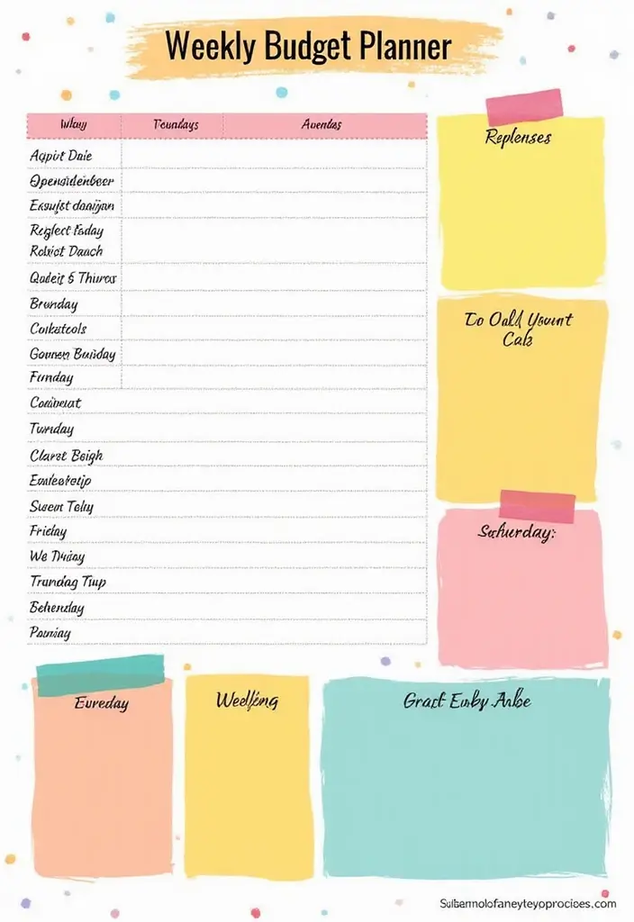 25 Budgeting Notebook Ideas to Organize Your Money - 5. Weekly Budget Planner
