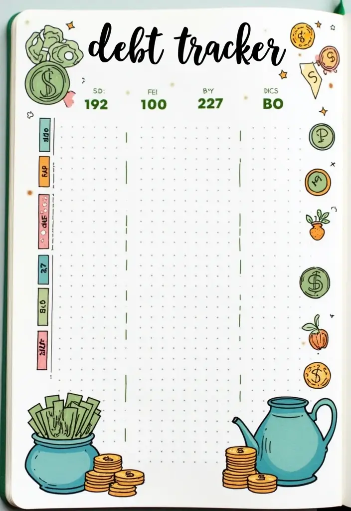 25 Saving Money Bullet Journal Ideas to Stay on Track - 10. Debt Tracker