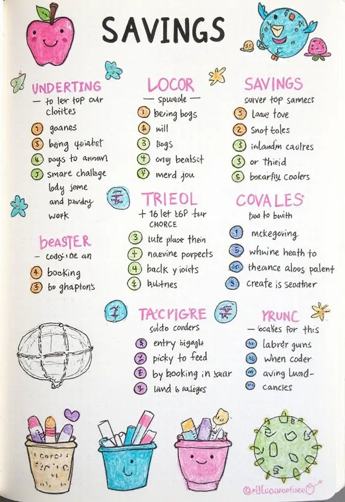 25 Saving Money Bullet Journal Ideas to Stay on Track - 11. Savings Challenges