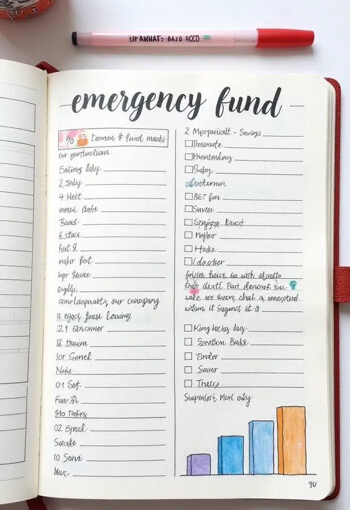 25 Saving Money Bullet Journal Ideas to Stay on Track - 21. Emergency Fund Planner
