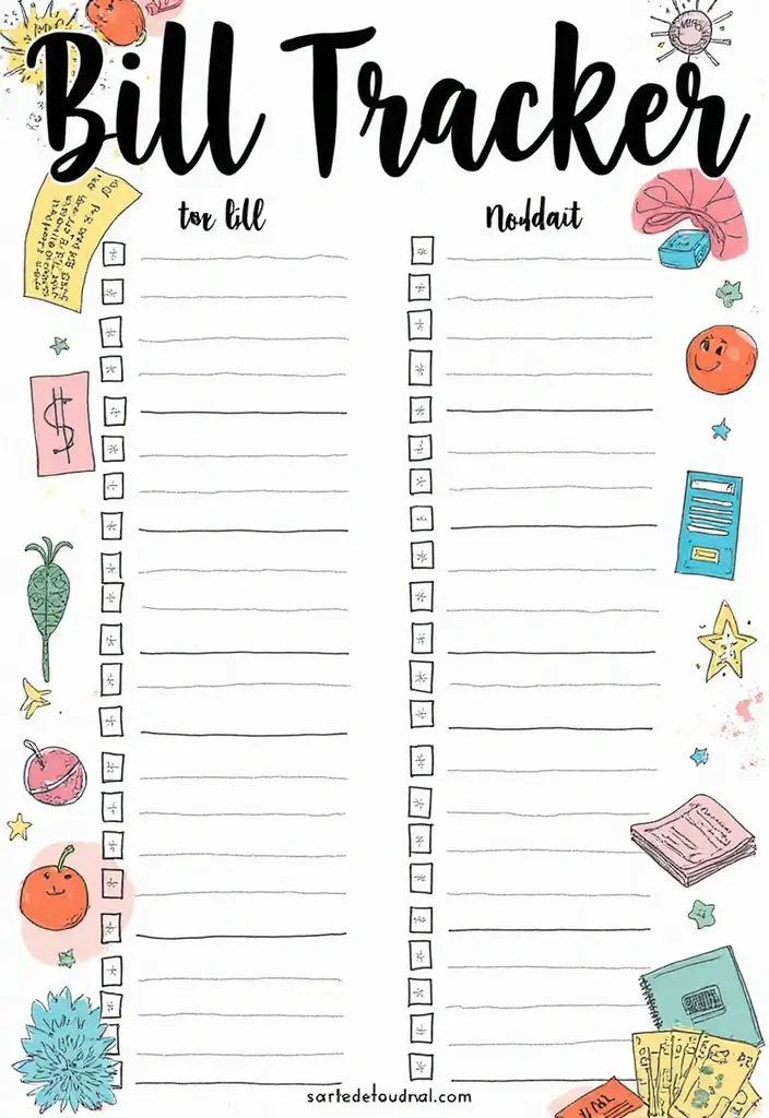 25 Saving Money Bullet Journal Ideas to Stay on Track - 5. Bill Tracker