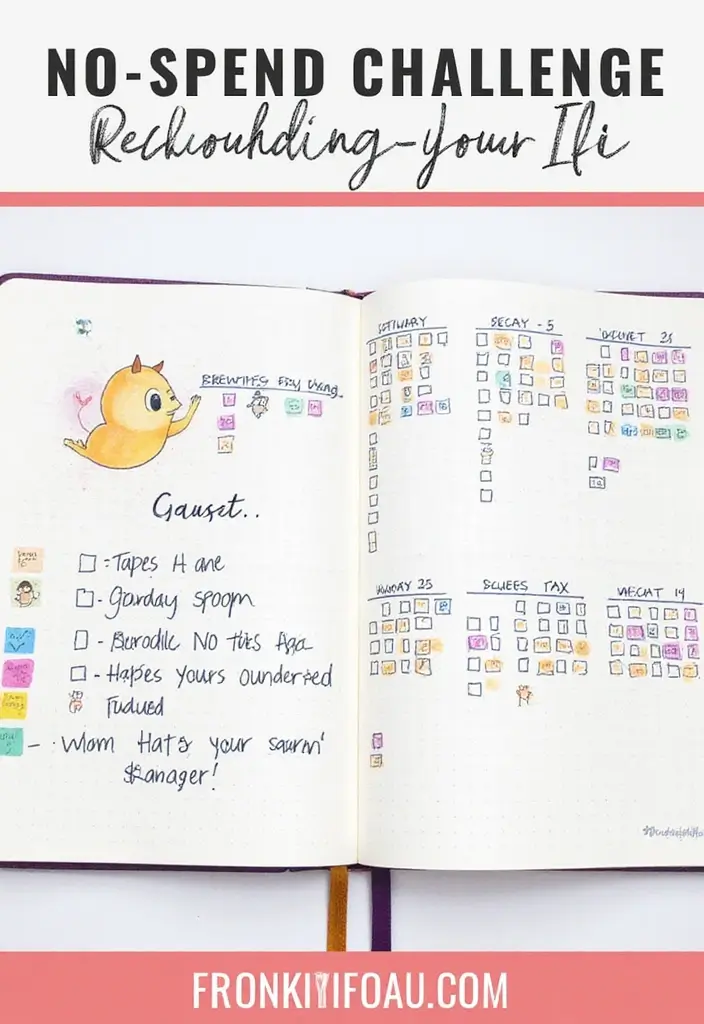 25 Saving Money Bullet Journal Ideas to Stay on Track - 7. No Spend Challenge