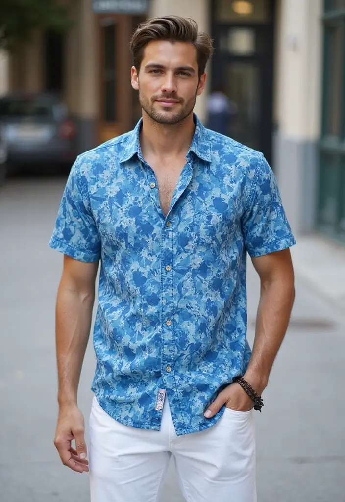25 Trendy Finance Bro Outfit Ideas to Try - 12. Printed Casual Shirt