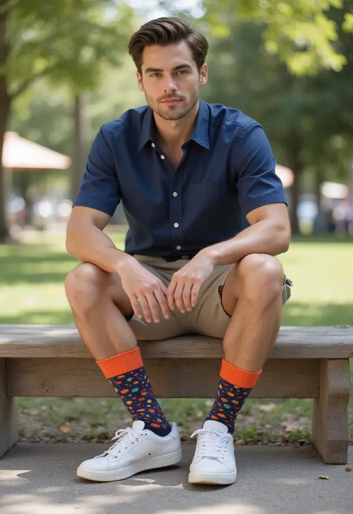 25 Trendy Finance Bro Outfit Ideas to Try - 15. Colorful Socks for a Pop