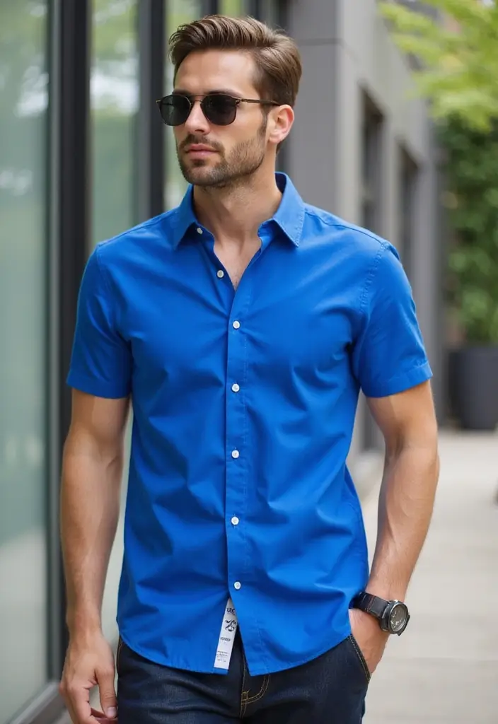 25 Trendy Finance Bro Outfit Ideas to Try - 21. Fitted Short-Sleeve Shirt