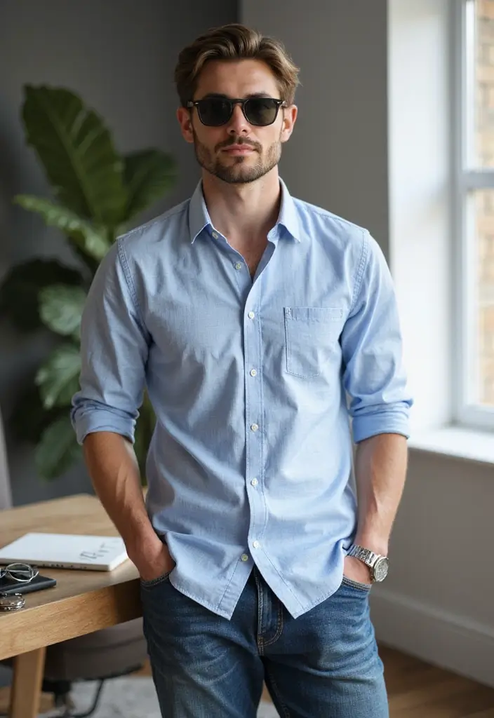25 Trendy Finance Bro Outfit Ideas to Try - 4. Casual Button-Up Shirt