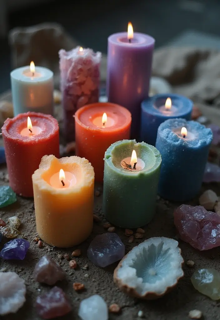 27 Candle Business Ideas That Sell Fast - 15. Candles with Embedded Crystals