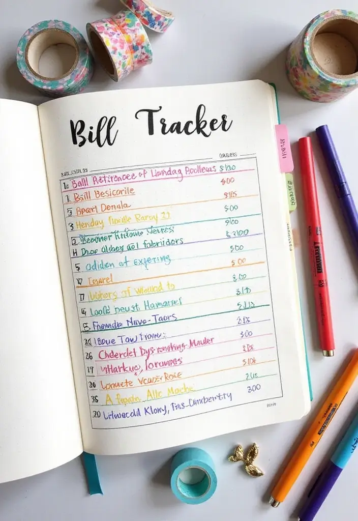 27 Monthly Bills Organization Ideas for a Stress-Free Budget - 5. Set Up a Bill Tracker Journal
